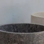 Lavabo de baño independiente cilíndrico en mármol gris - Cremino viadurini