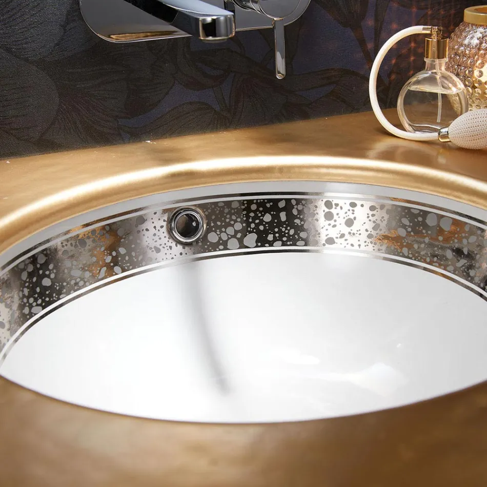 Lavabo de baño empotrado en arcilla refractaria fundida a mano Made in Italy - Erioli viadurini