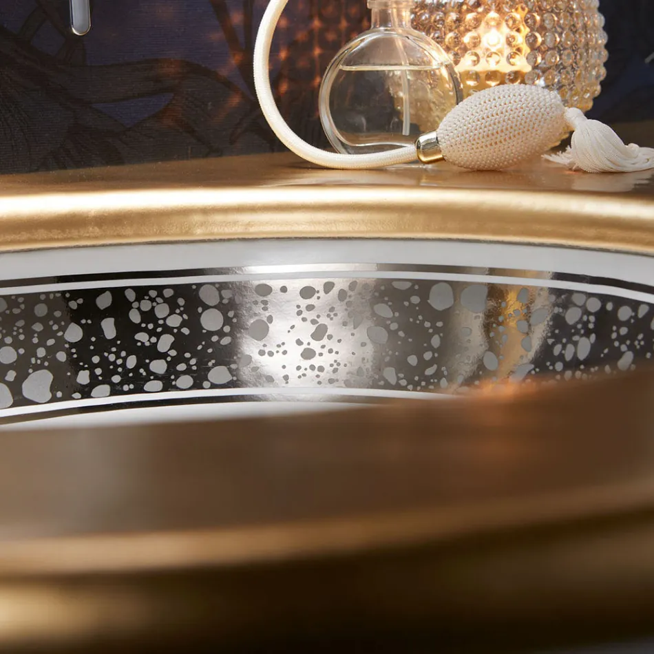 Lavabo de baño empotrado en arcilla refractaria fundida a mano Made in Italy - Erioli viadurini