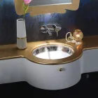 Lavabo de baño empotrado en arcilla refractaria fundida a mano Made in Italy - Erioli viadurini