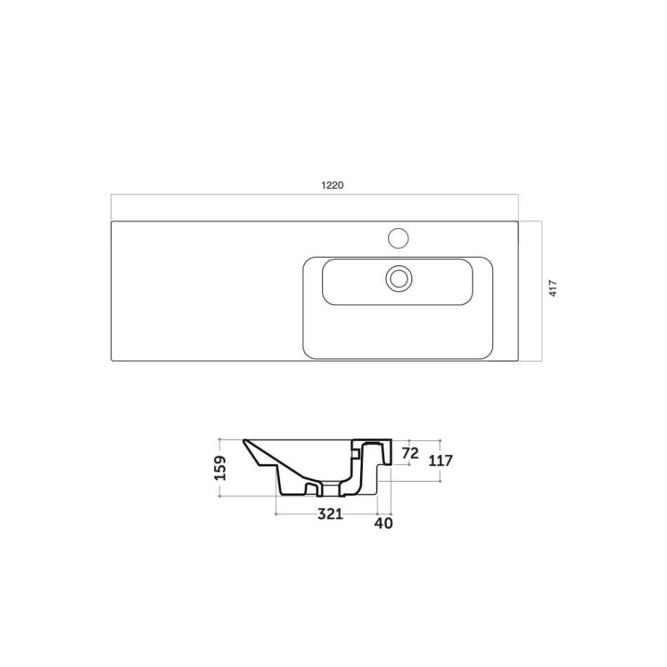 Lavabo encastrable y a derechas en cerámica Maida viadurini