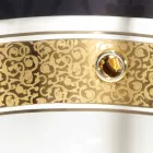 Fregadero redondo empotrado en arcilla fuego y oro hecho en Italia, Otis viadurini