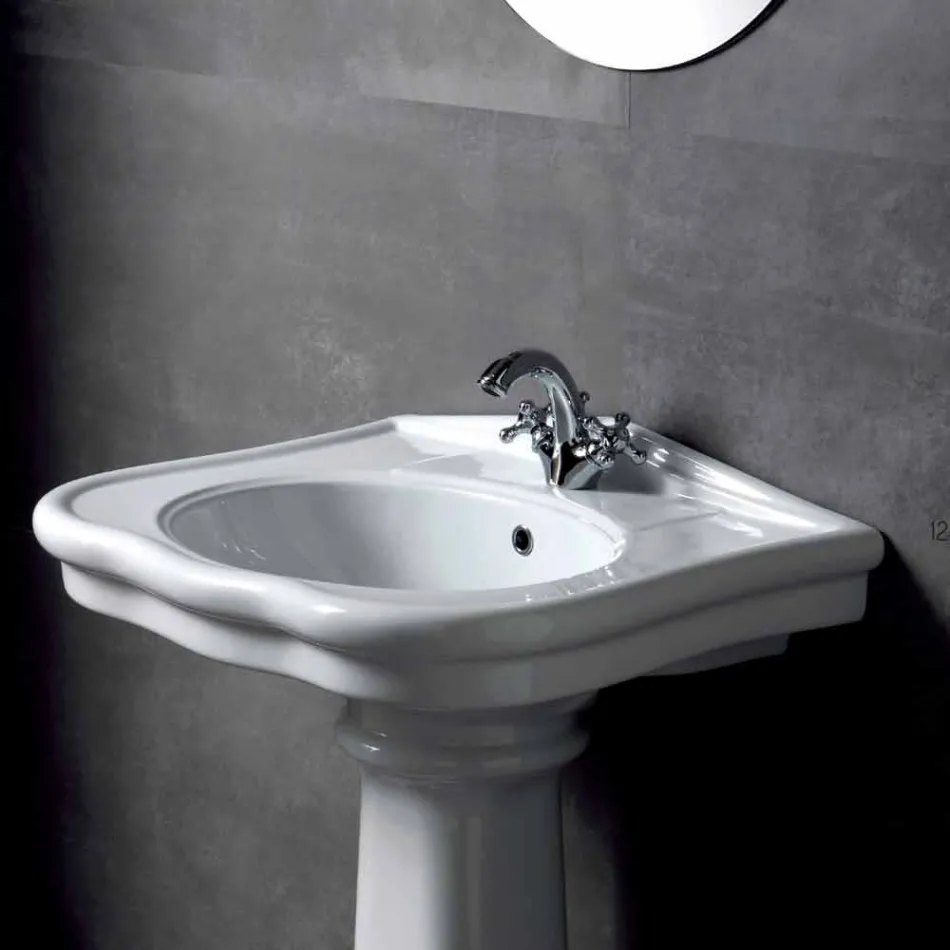 Lavabo de pared o con columna de cerámica L70cm Hecho en Italia Avise viadurini