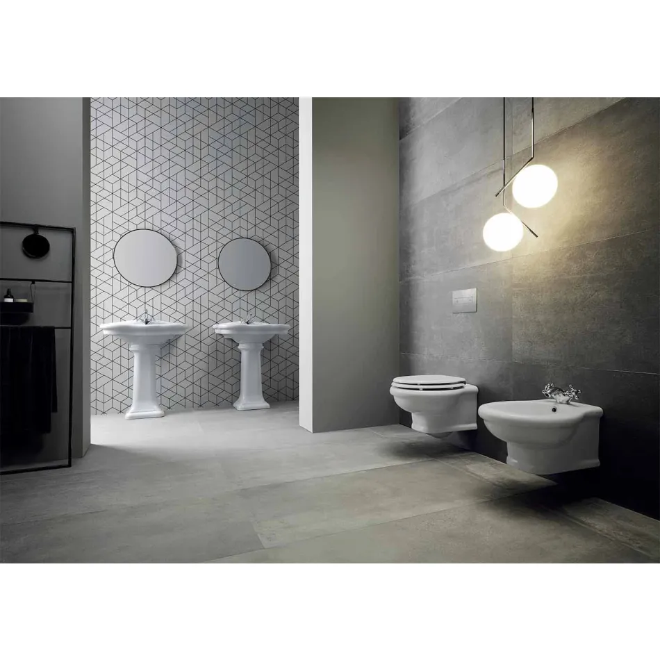Lavabo de pared o con columna de cerámica L70cm Hecho en Italia Avise viadurini