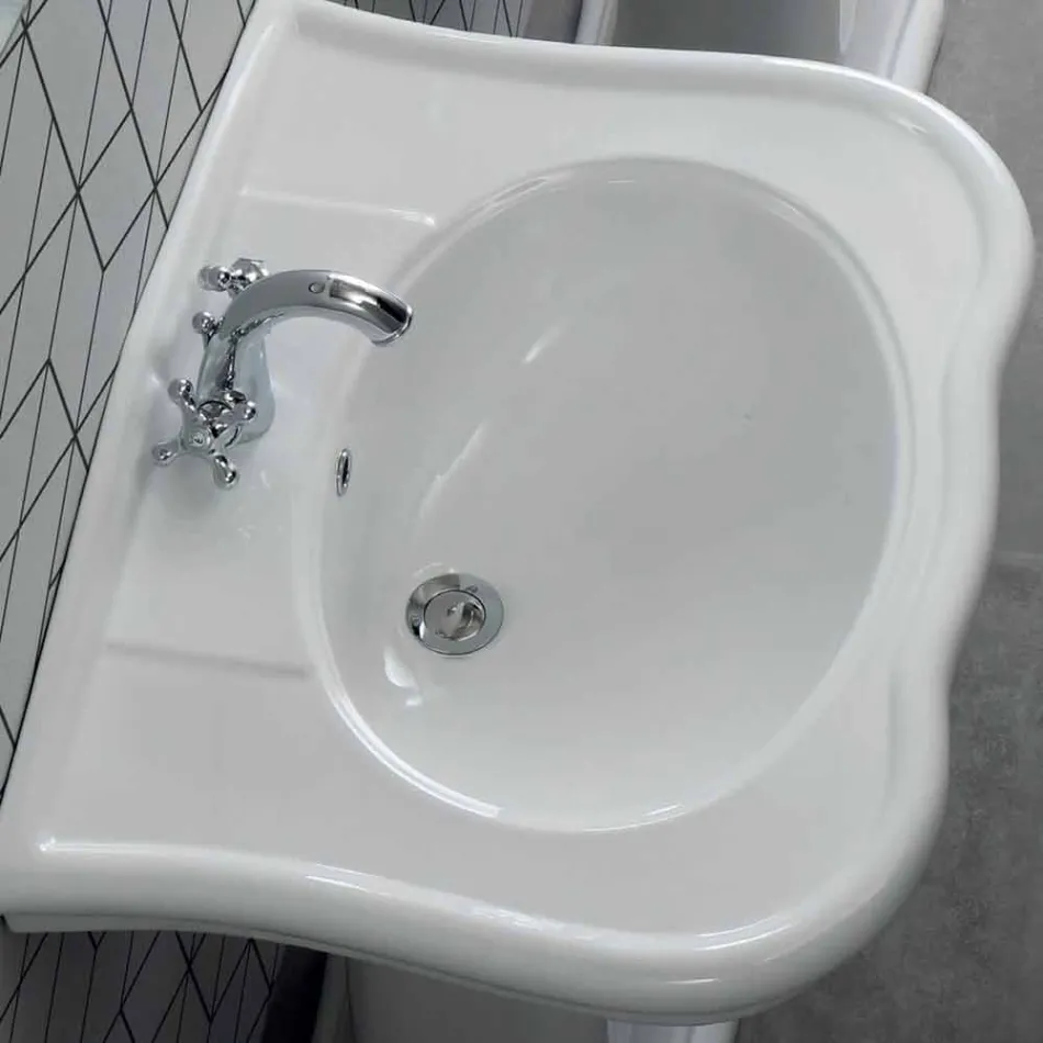 Lavabo de pared o con columna de cerámica L70cm Hecho en Italia Avise viadurini