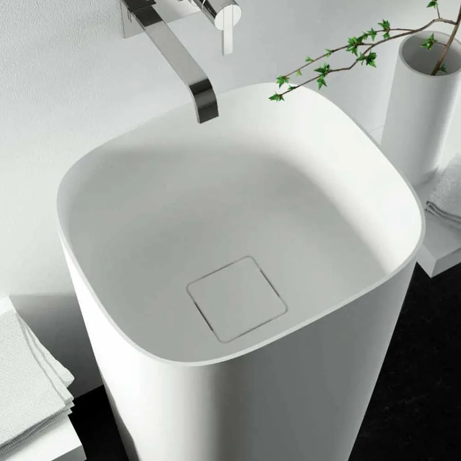 Lavabo de pie independiente autoportante circular hecho en el diseño de Italia, Lallio viadurini