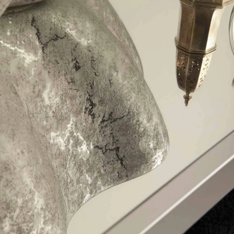 Lavabo sobre encimera de cerámica blanca plateada realizado en Italia Cubo viadurini