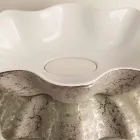 Lavabo sobre encimera de cerámica blanca plateada realizado en Italia Cubo viadurini