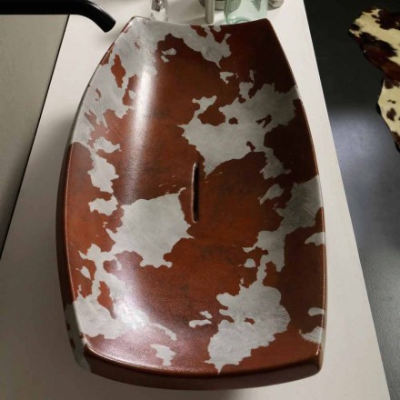 Lavabo sobre encimera de cerámica de diseño realizado en Italia Laura viadurini