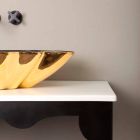 Lavabo de diseño de cerámica negro y dorado fabricado en Italia Rayan viadurini