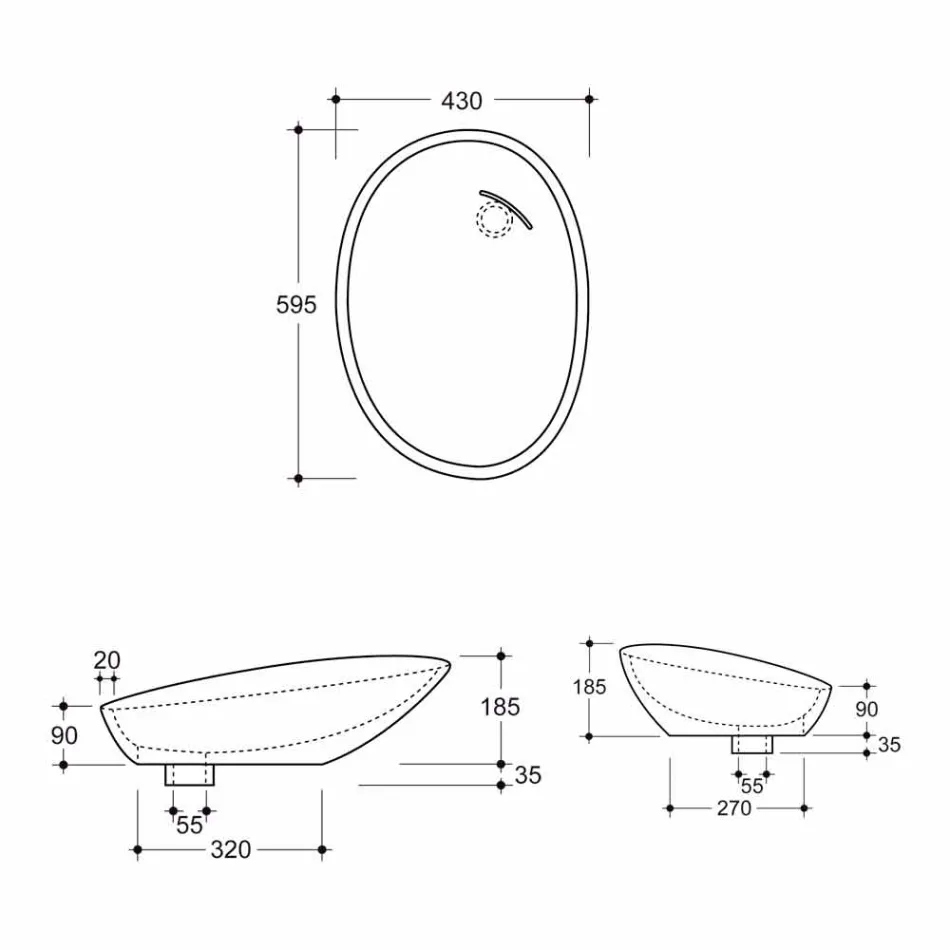 Lavabo sobre encimera de cerámica de diseño realizado en Italia Brillante viadurini