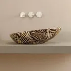 Lavabo sobre encimera de cerámica de diseño con cebra naranja realizado en Italia Brillante viadurini