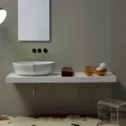 Lavabo sobre encimera de diseño de cerámica blanca realizado en Italia Oscar viadurini