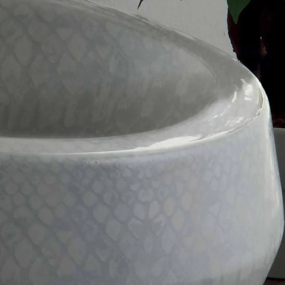 Lavabo sobre encimera de diseño en cerámica de pitón fabricado en Italia Elisa viadurini