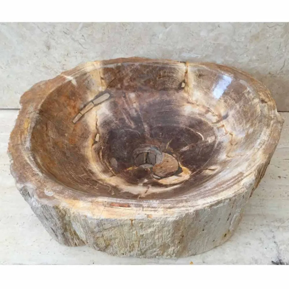 Fregadero de diseño hecho a mano en Star Big fósil wood viadurini