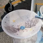 Lavabo sobre encimera de diseño en resina con inserciones de coral - Salvatore viadurini