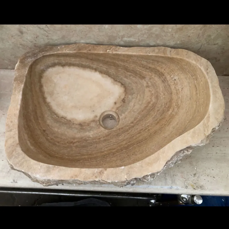 Lavabo sobre encimera de piedra natural pieza única Laia viadurini