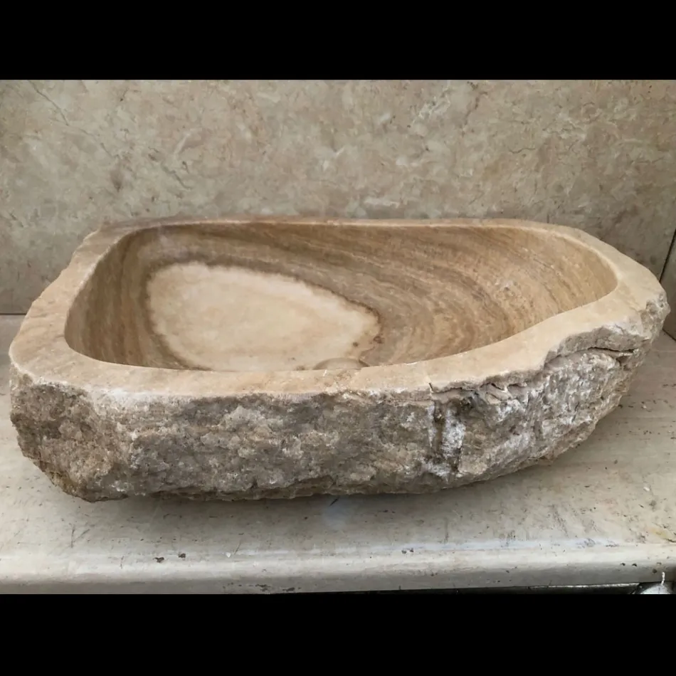 Lavabo sobre encimera de piedra natural pieza única Laia viadurini