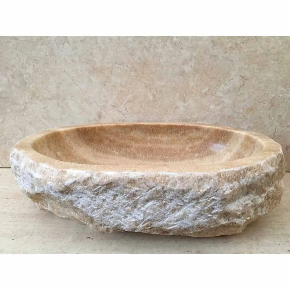 Lavabo sobre encimera de diseño para baño Laia en piedra natural viadurini