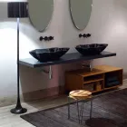 Lavabo de cerámica negro de encimera de diseño moderno fabricado en Italia Rayan viadurini