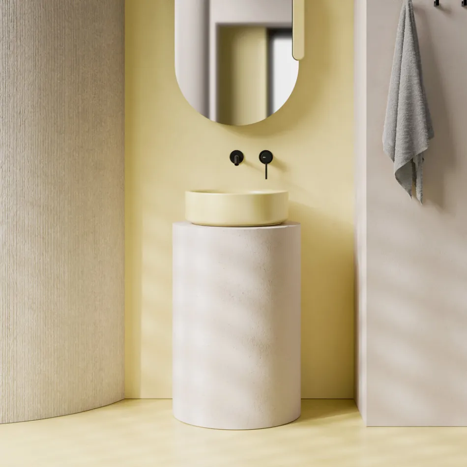 Lavabo de cerámica sobre encimera de 42 cm de diámetro fabricado en Italia - Niña viadurini