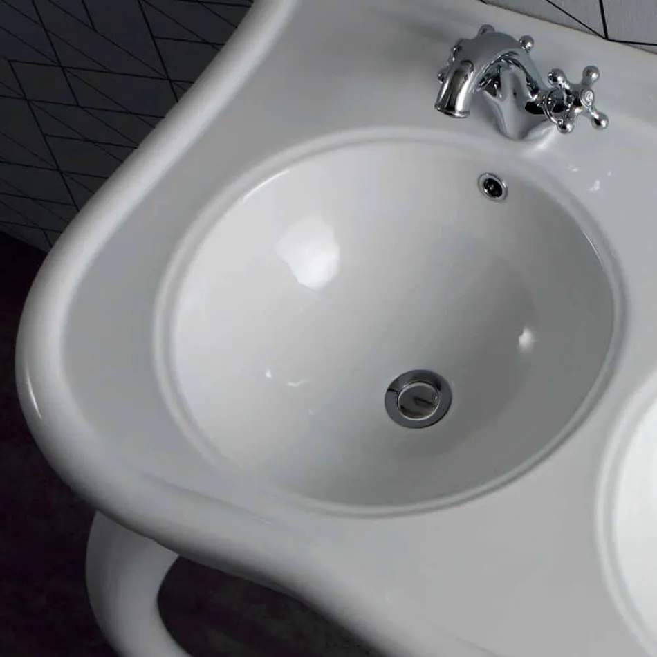 Consola doble o lavabo de pared en cerámica moderna de Avise viadurini