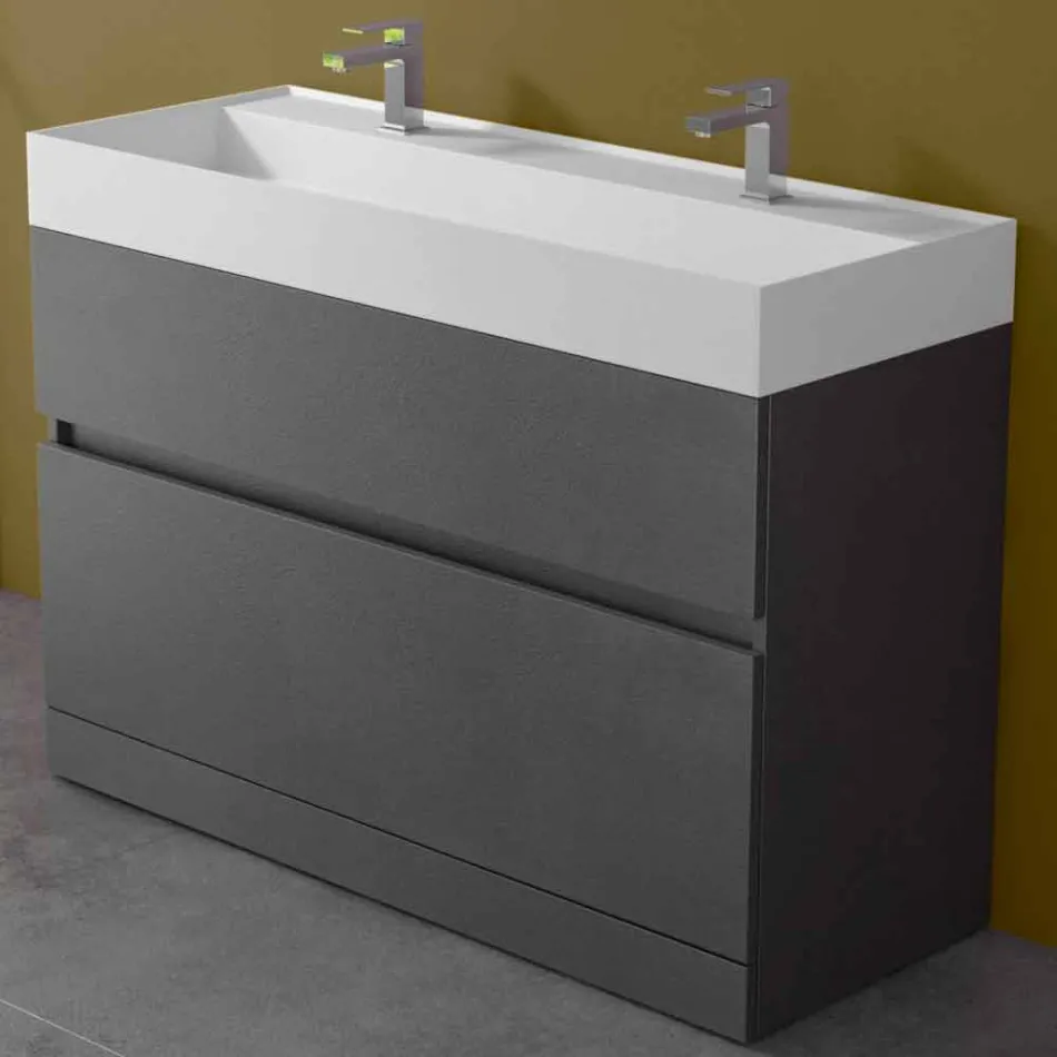 Lavabo doble con mueble de suelo de diseño moderno en laminado - Pompei viadurini