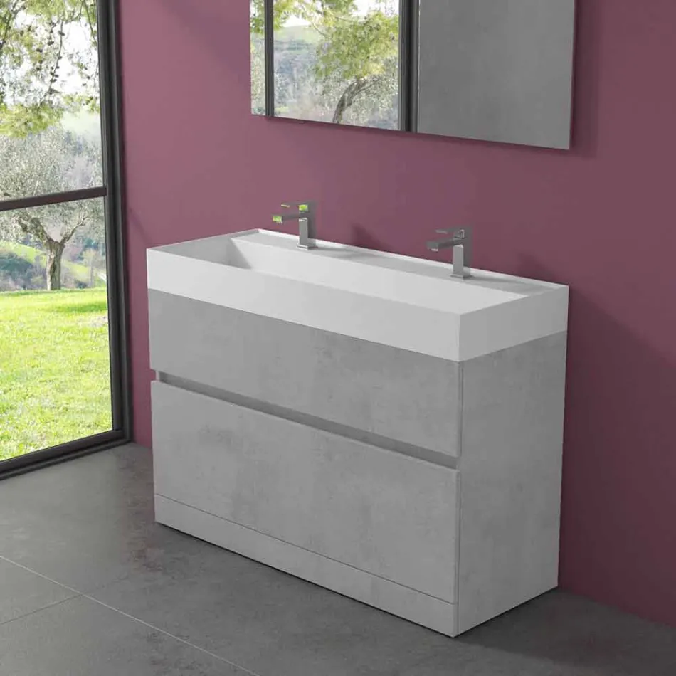 Lavabo doble con mueble de suelo de diseño moderno en laminado - Pompei viadurini