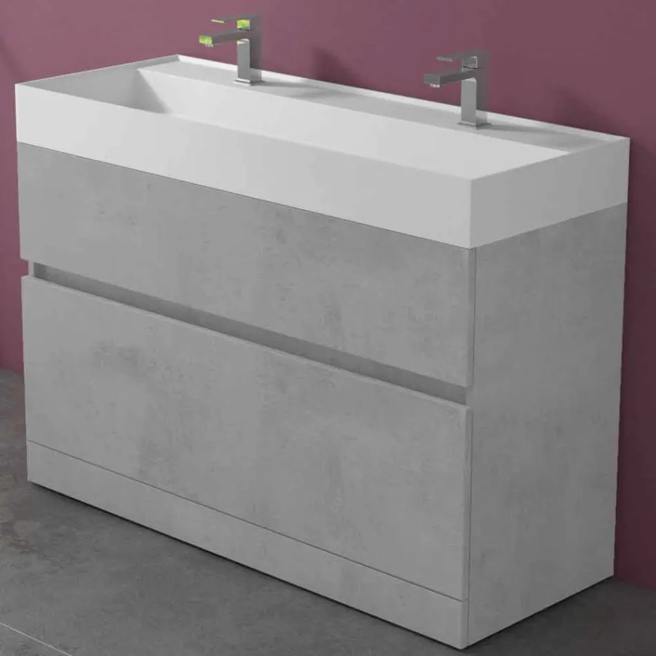 Lavabo doble con mueble de suelo de diseño moderno en laminado - Pompei viadurini