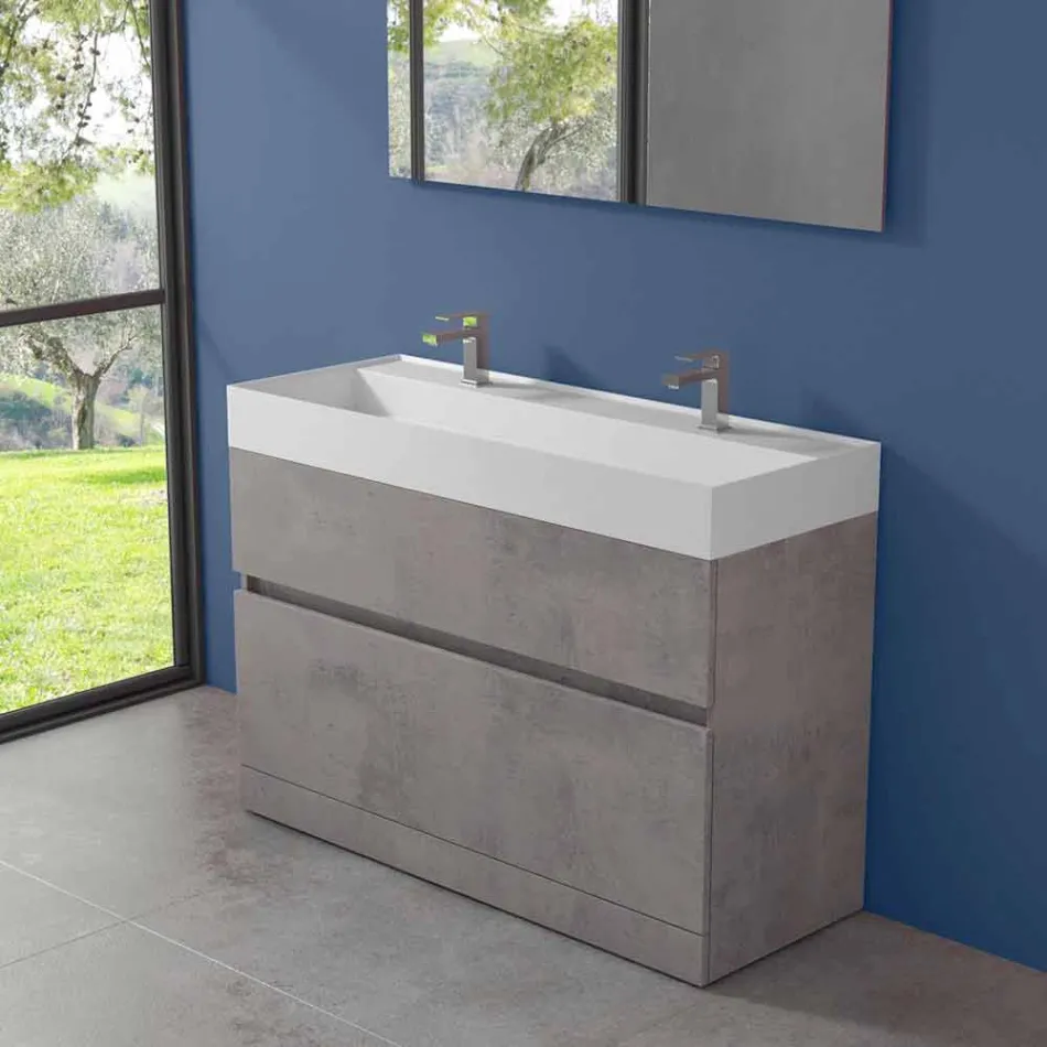 Lavabo doble con mueble de suelo de diseño moderno en laminado - Pompei viadurini