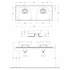 Lavabo doble de cerámica moderno de pared hecho en Italia, Reale viadurini