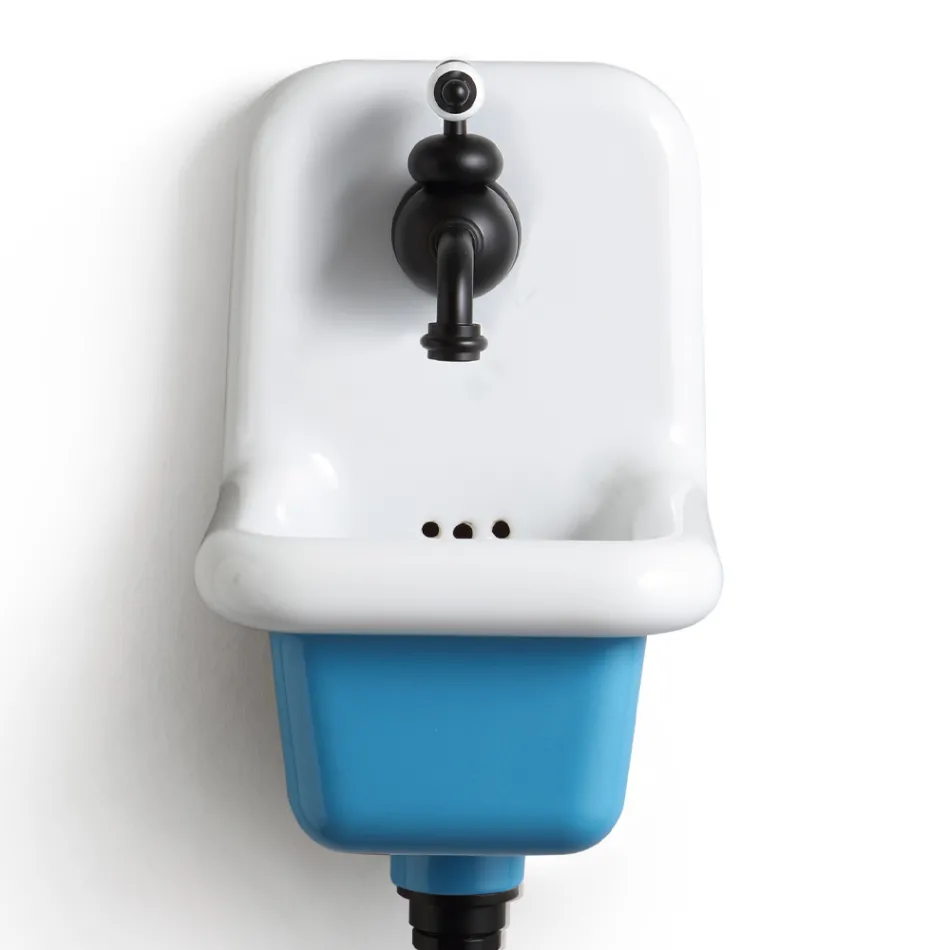 Lavabo de baño independiente en cerámica blanca y coloreada 26 cm - Jordan viadurini