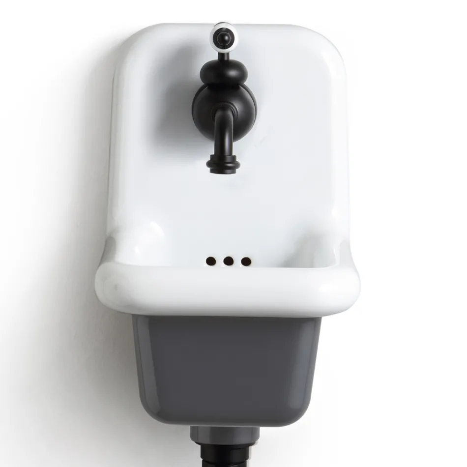 Lavabo de baño independiente en cerámica blanca y coloreada 26 cm - Jordan viadurini