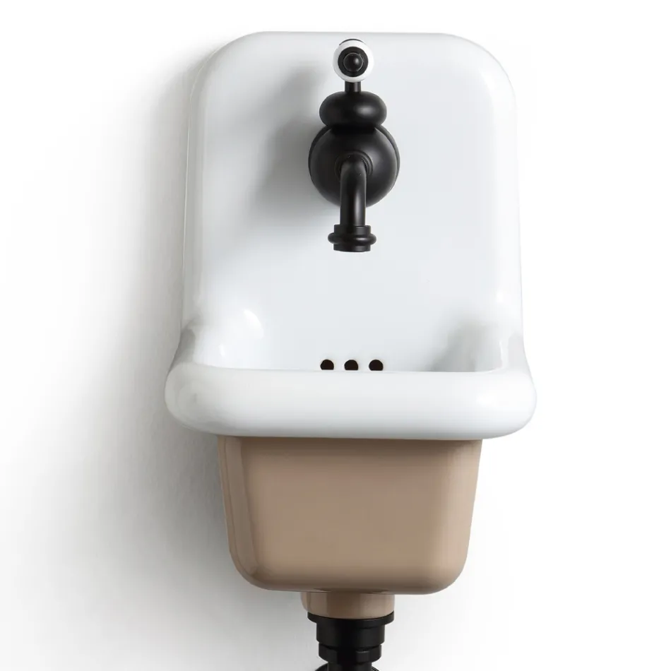 Lavabo de baño independiente en cerámica blanca y coloreada 26 cm - Jordan viadurini