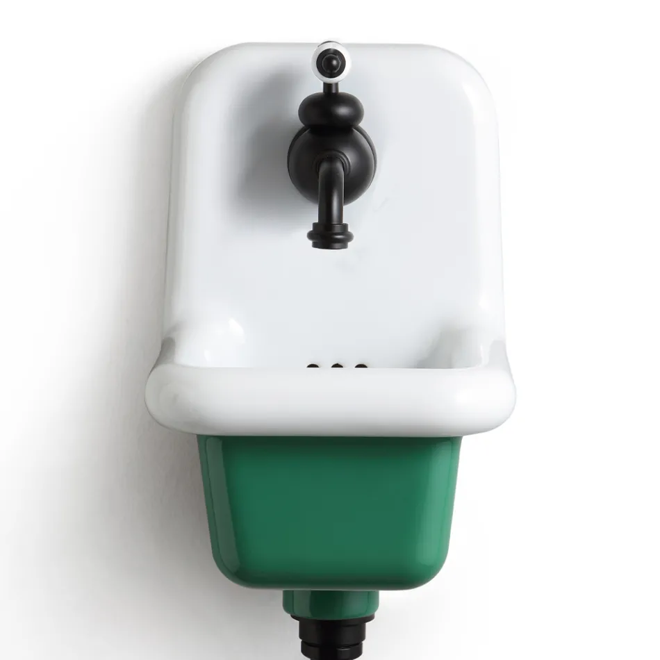 Lavabo de baño independiente en cerámica blanca y coloreada 26 cm - Jordan viadurini