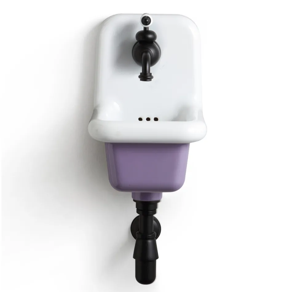 Lavabo de baño independiente en cerámica blanca y coloreada 26 cm - Jordan viadurini