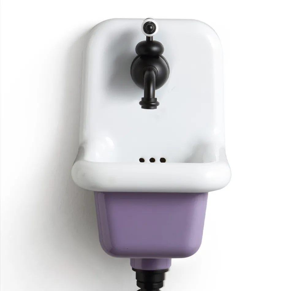 Lavabo de baño independiente en cerámica blanca y coloreada 26 cm - Jordan viadurini