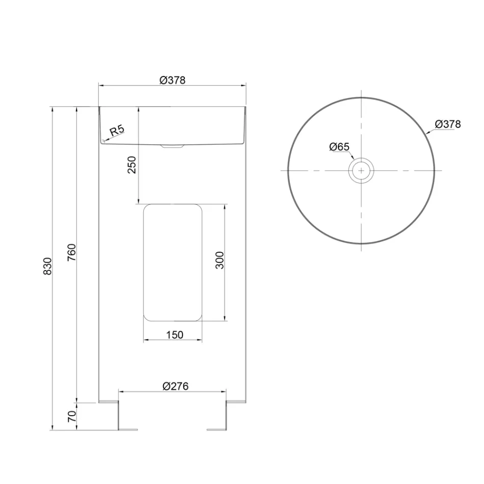 Lavabo independiente de diseño en acero inoxidable en diferentes acabados - Jasmine viadurini