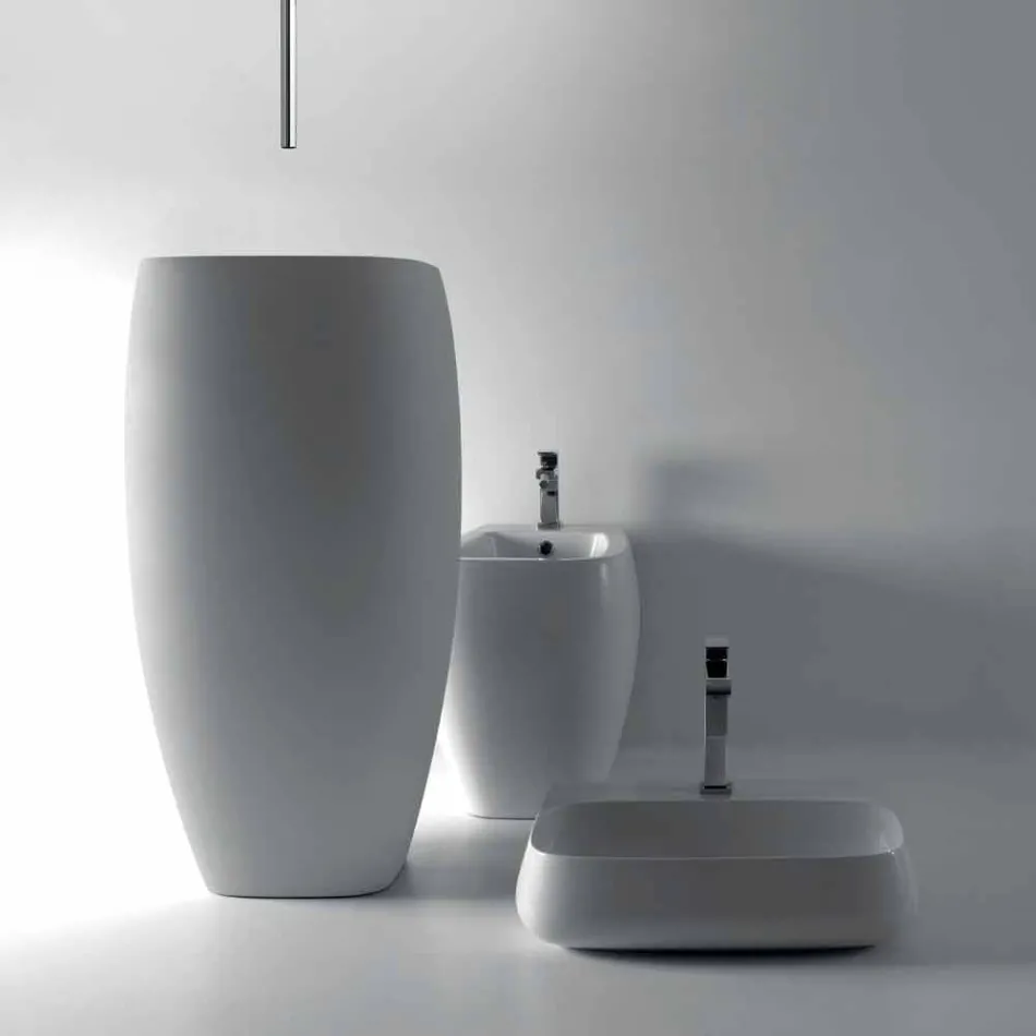 Lavabo de cerámica de diseño moderno Gais, hecho en Italia viadurini