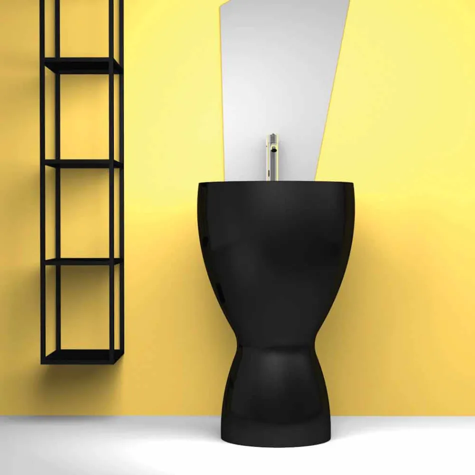 Lavabo de cerámica moderno hecho en Italia, Basile viadurini