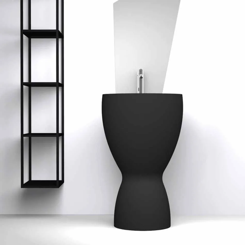 Lavabo de cerámica moderno hecho en Italia, Basile viadurini