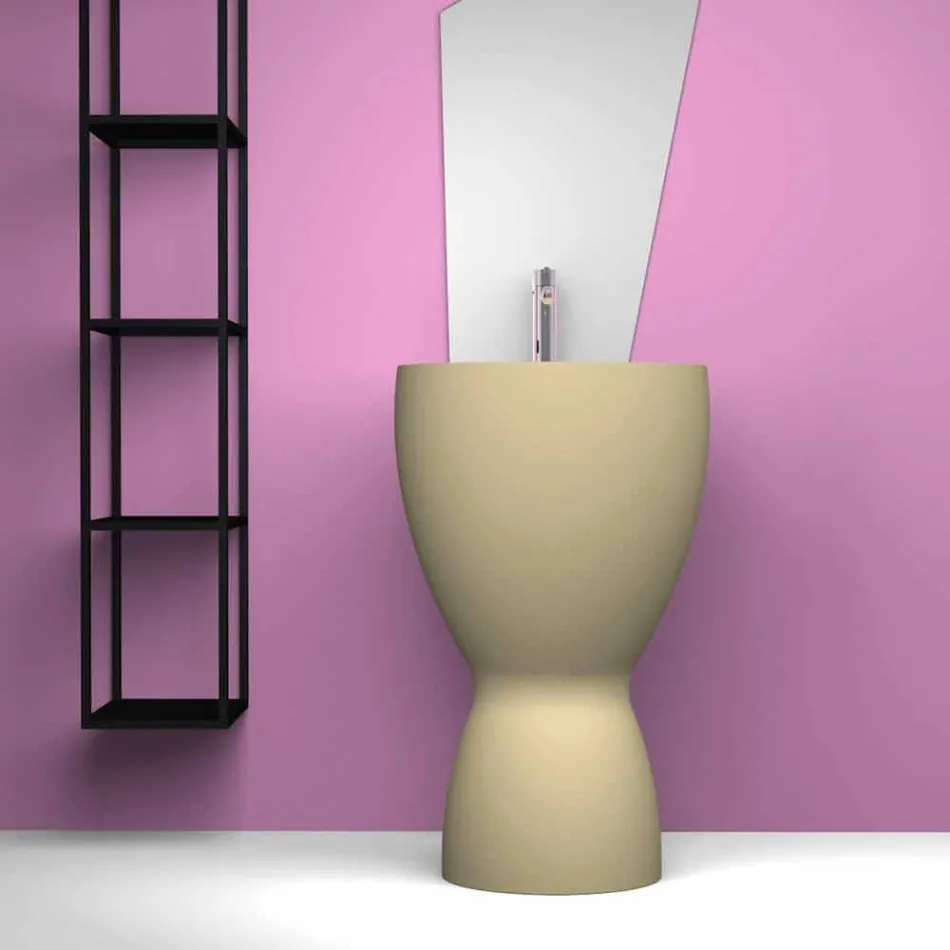 Lavabo de cerámica moderno hecho en Italia, Basile viadurini