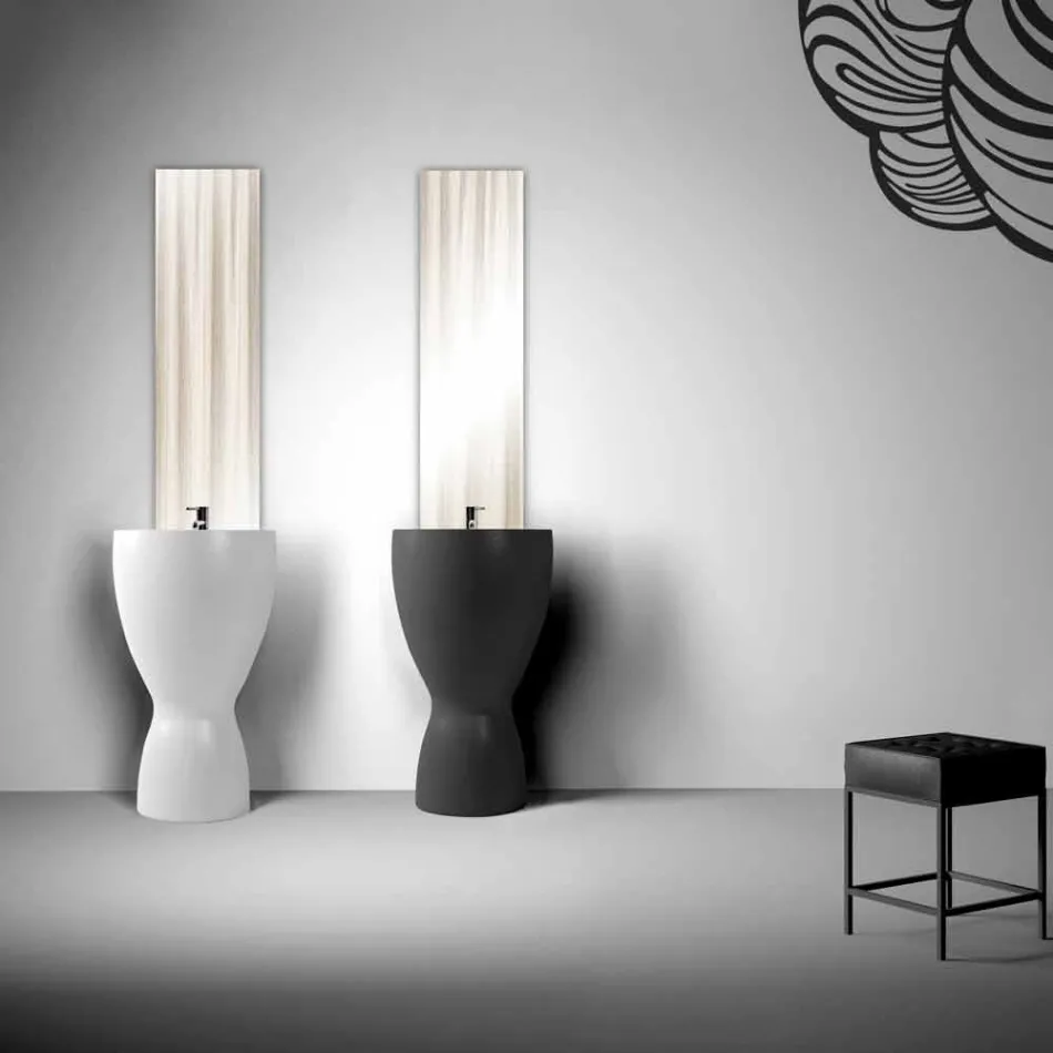 Lavabo de cerámica moderno hecho en Italia, Basile viadurini