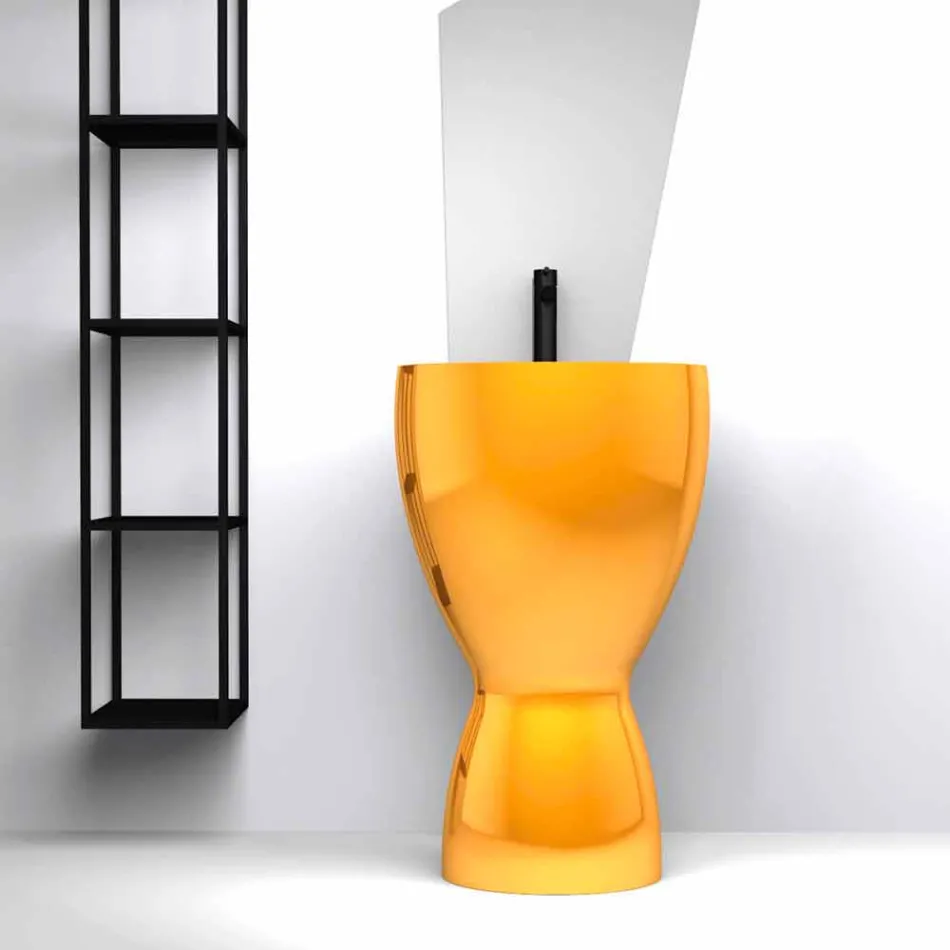 Lavabo de cerámica moderno hecho en Italia, Basile viadurini