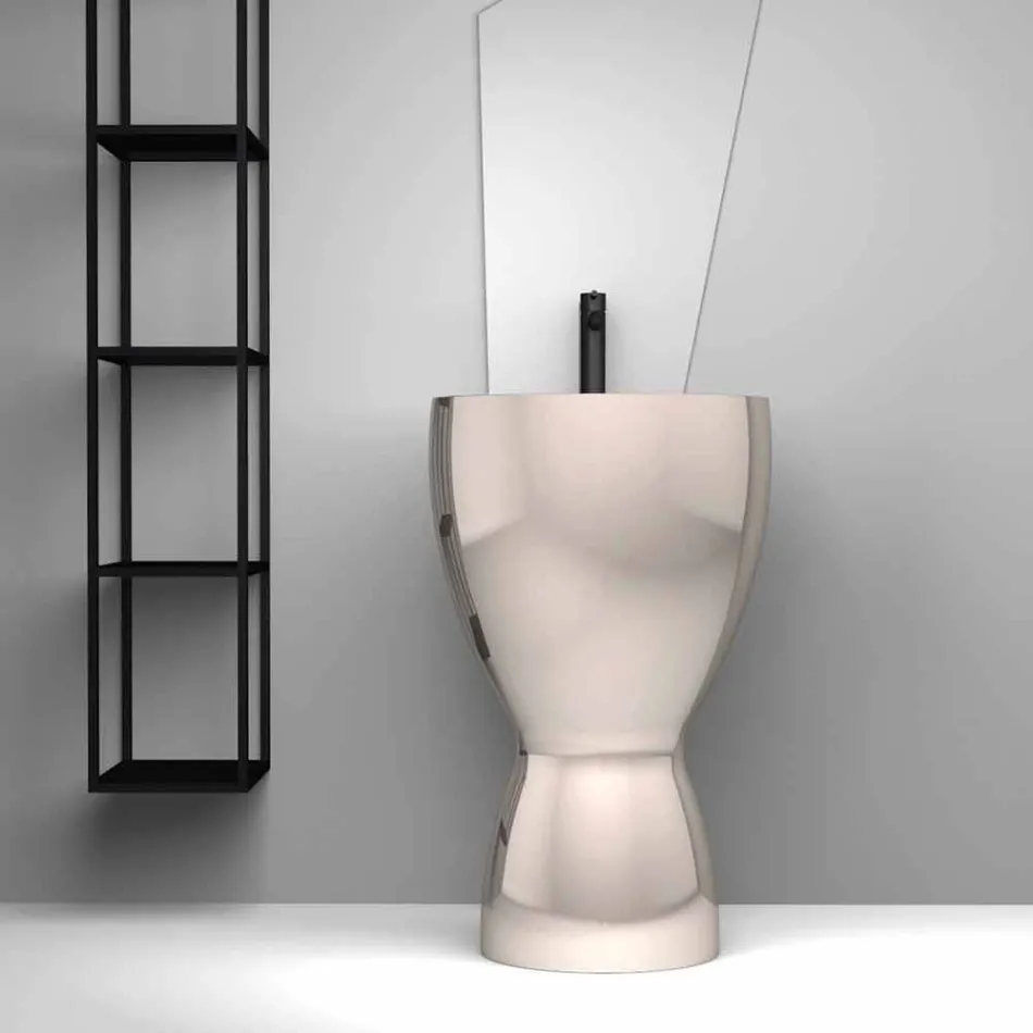 Lavabo de cerámica moderno hecho en Italia, Basile viadurini