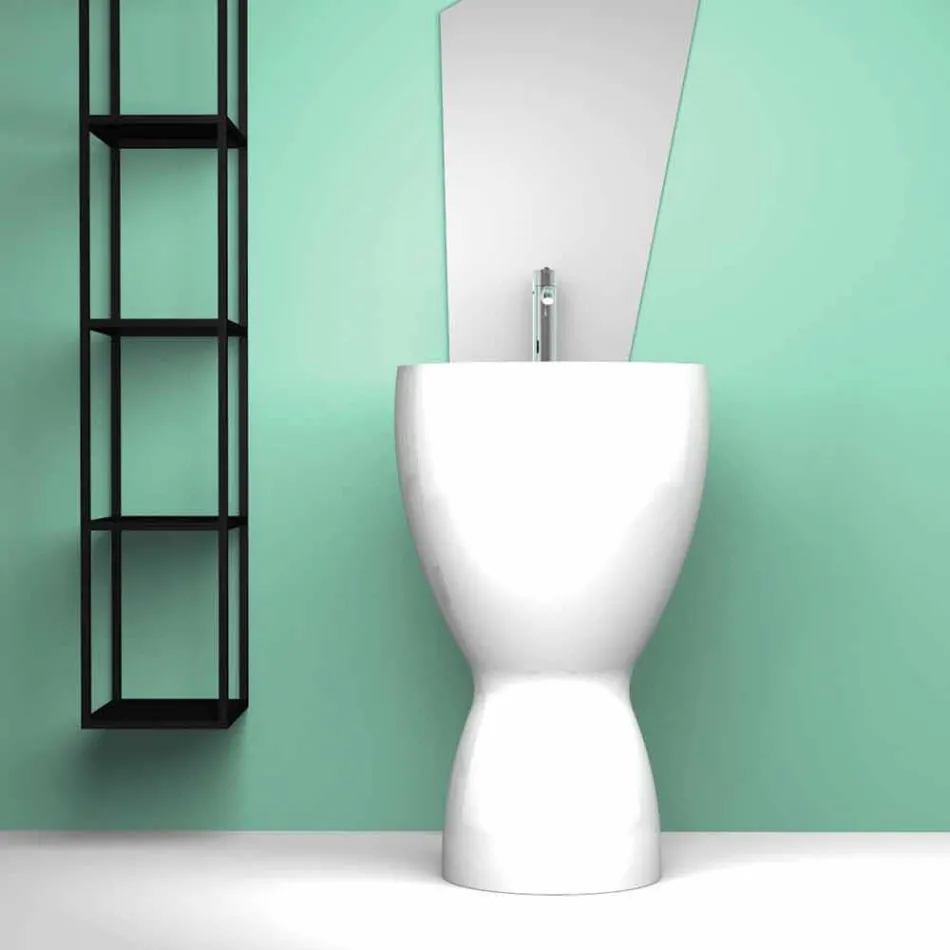 Lavabo de cerámica moderno hecho en Italia, Basile viadurini