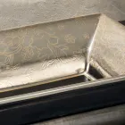 Lavabo de arcilla refractaria fundido a mano con decoraciones de colores Made in Italy - Aulente viadurini