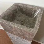 Lavabo de pedestal gris en piedra Taffy, pieza única viadurini