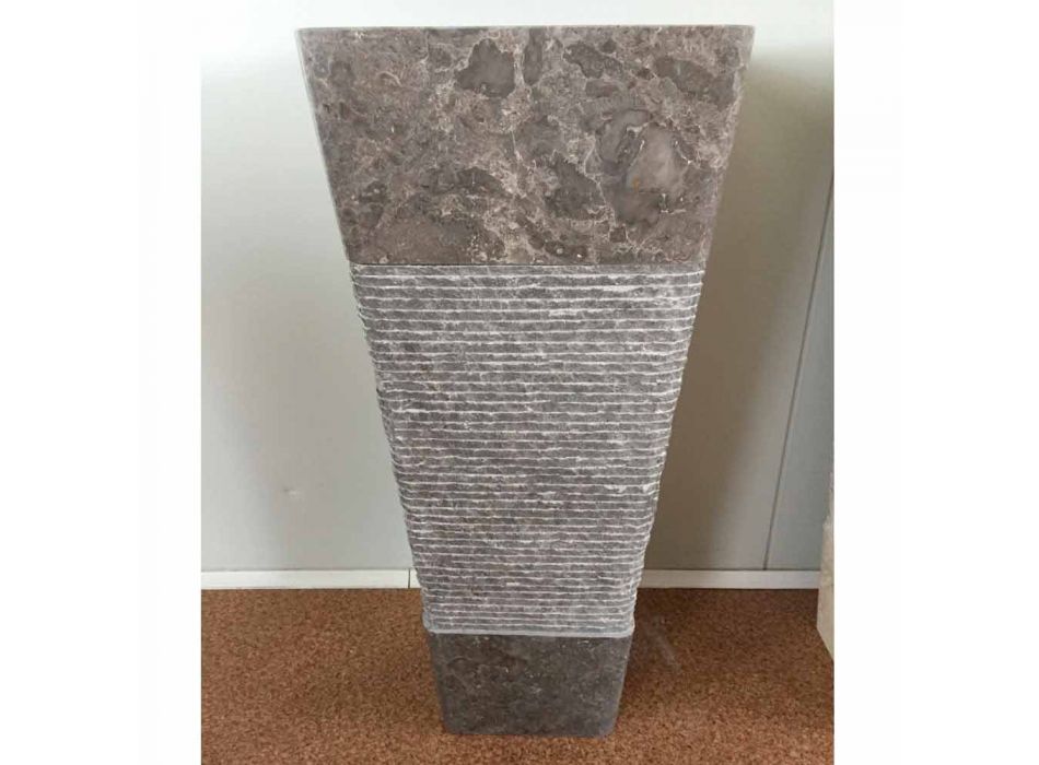 Lavabo de pedestal gris en piedra Taffy, pieza única viadurini
