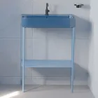 Lavabo de cerámica con estructura al suelo con estante Made in Italy - Graffa viadurini